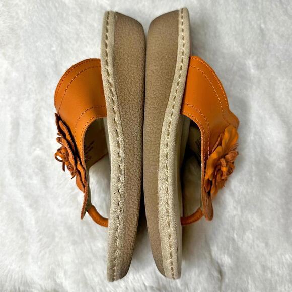 Croft & Barrow Sole (Sense)ability Flower Leather Thong Sandals Orange Women's 6 - Picture 4 of 11